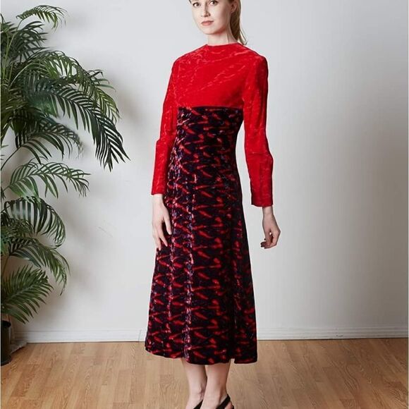 Vintage 60s Velvet Fitted Dress - Picture 2 of 4